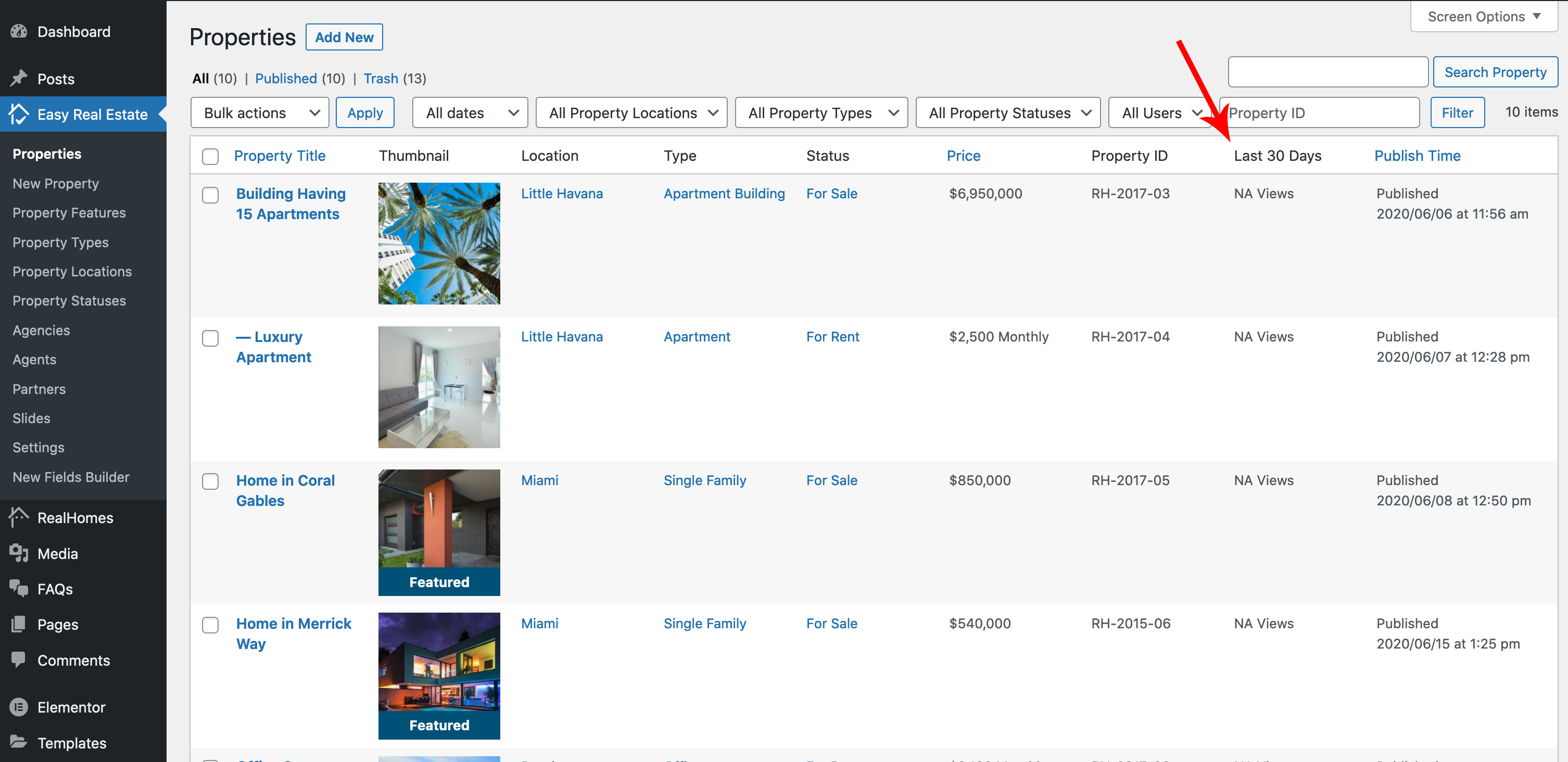Property Views on Property Detail Page