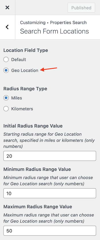Geo Location Setup