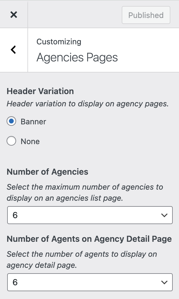 Agents Listing Settings