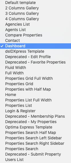 Dashboard Page Template