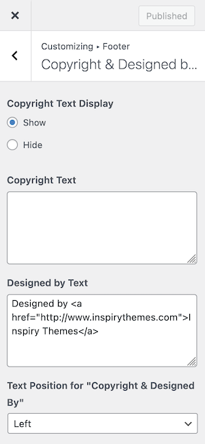 Footer Settings