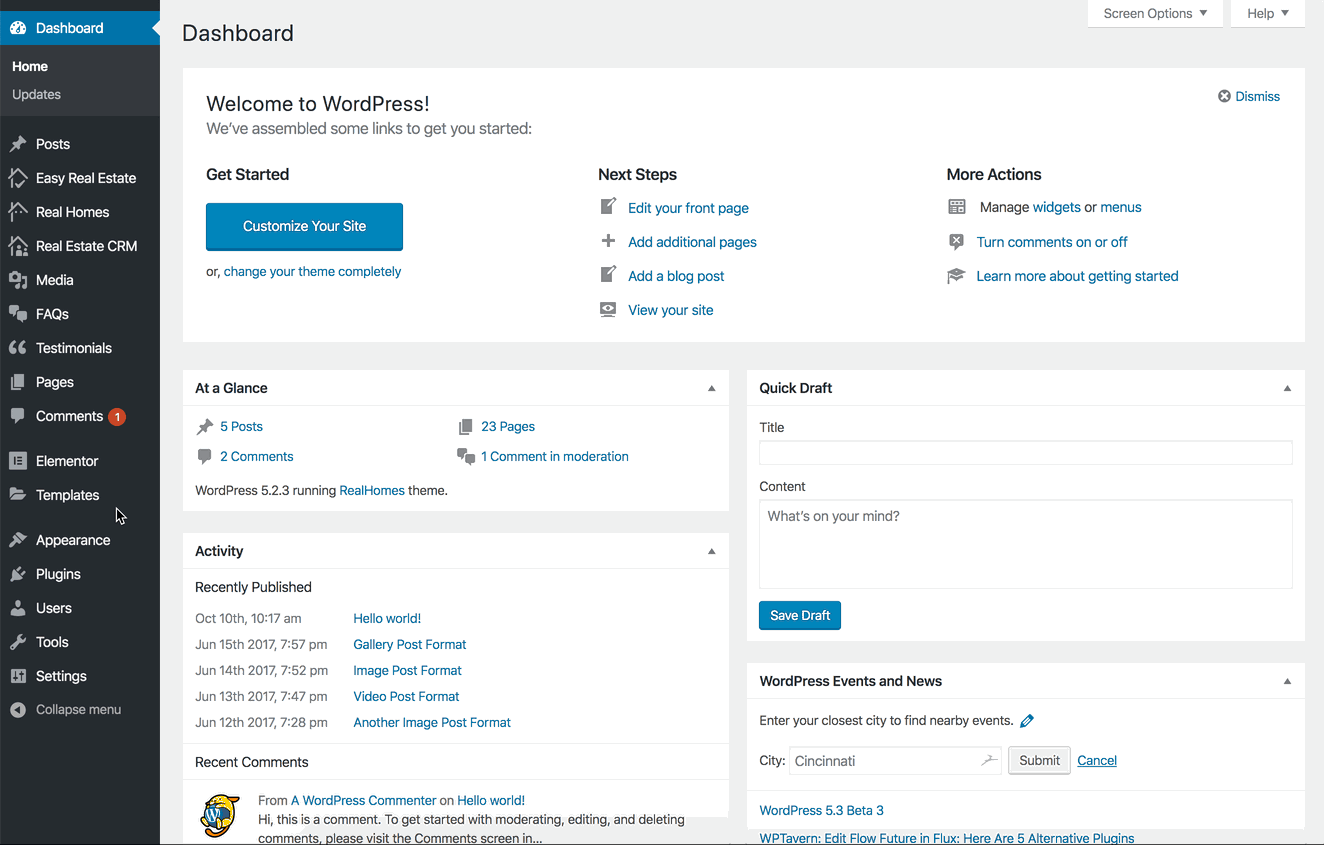 Homepage Settings Modern