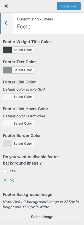 Footer Settings
