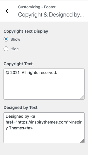 Footer Settings