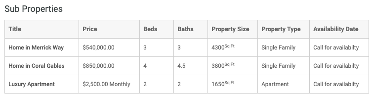 Child Properties Classic Table Layout
