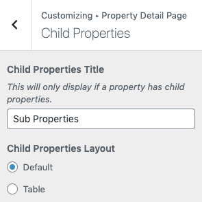 Property Detail Page Child Properties