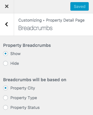 Breadcrumbs on Property Detail Page