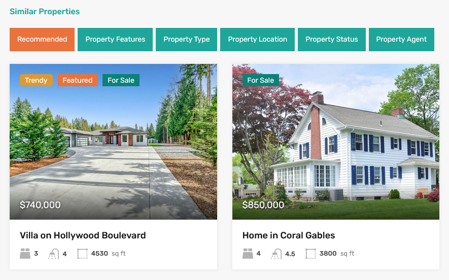 Similar Properties on Property Page