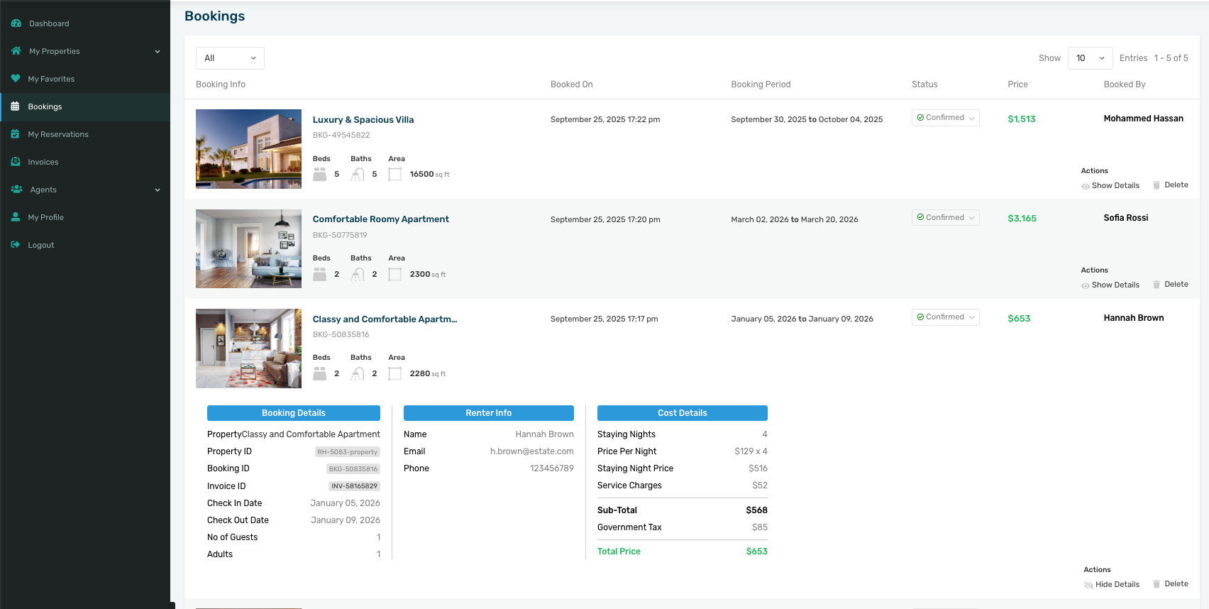Bookings Management